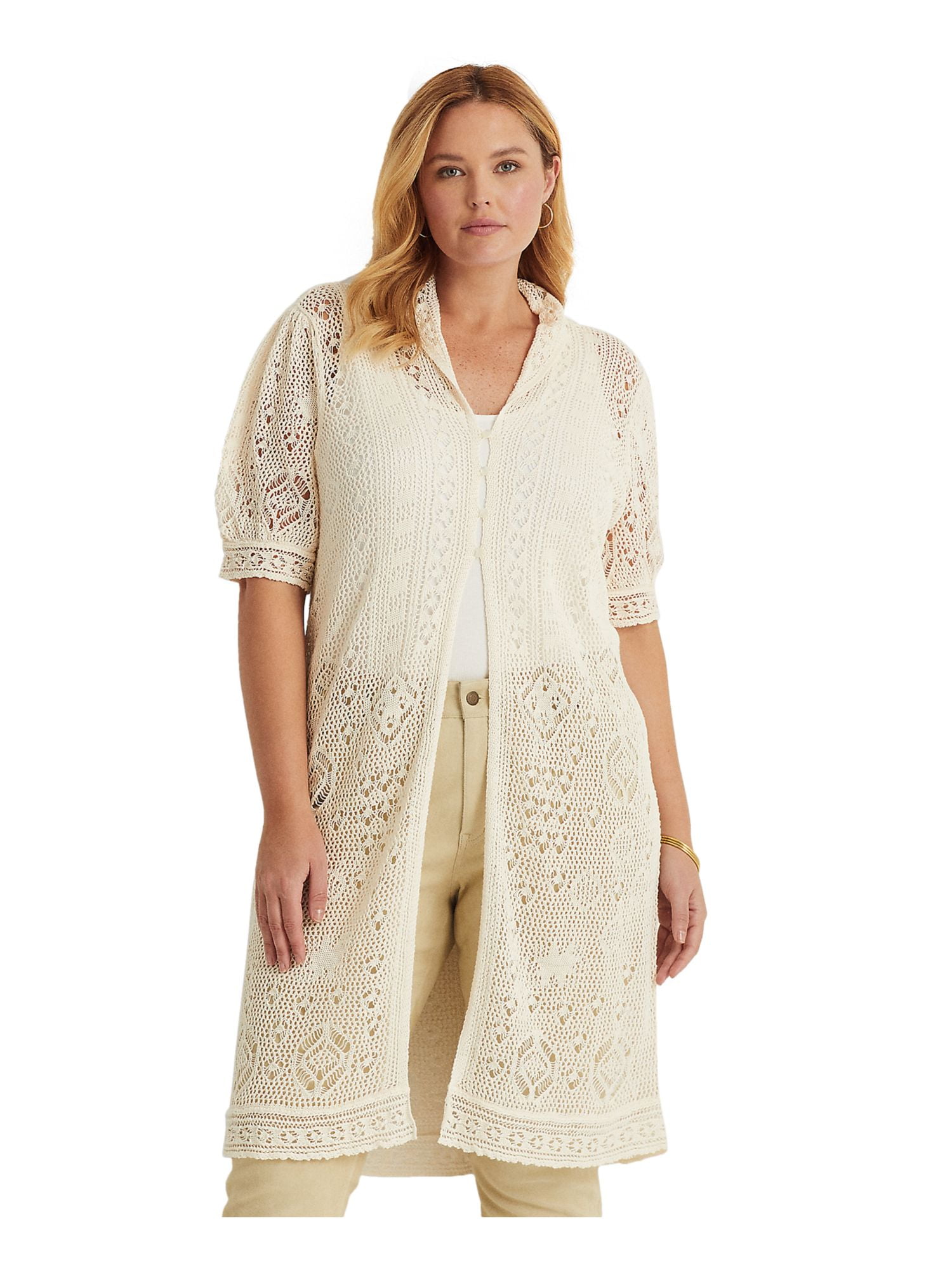 RALPH LAUREN Womens Beige Textured Button Closure Pouf