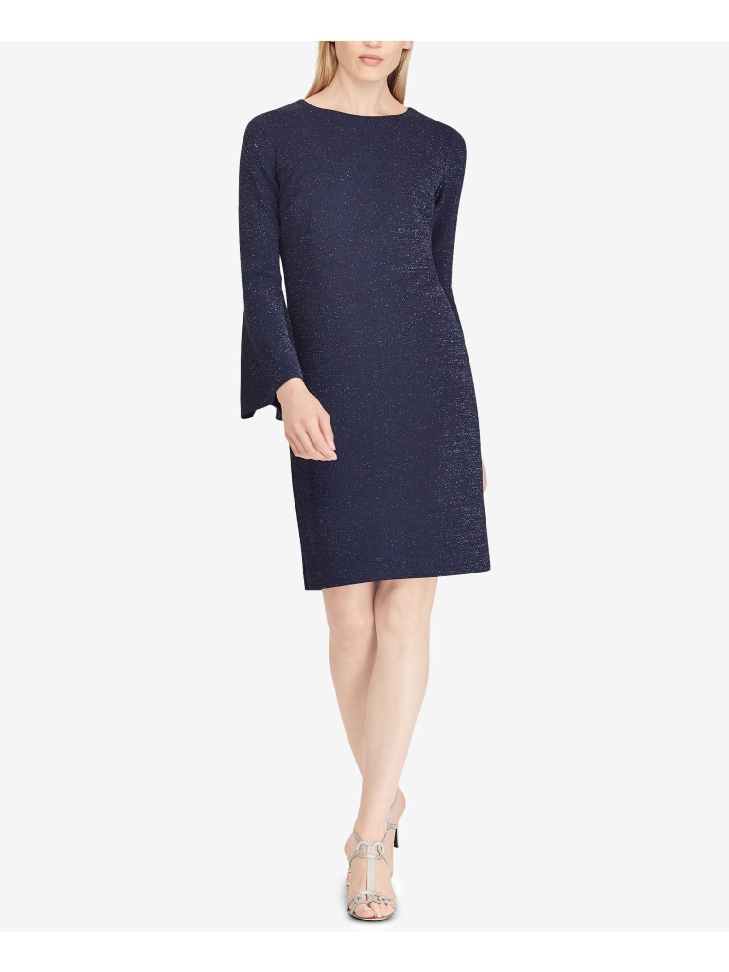 Ralph Lauren Women's Jewel Neck Above The Knee Fit + Flare Party Dress Purple Size 4