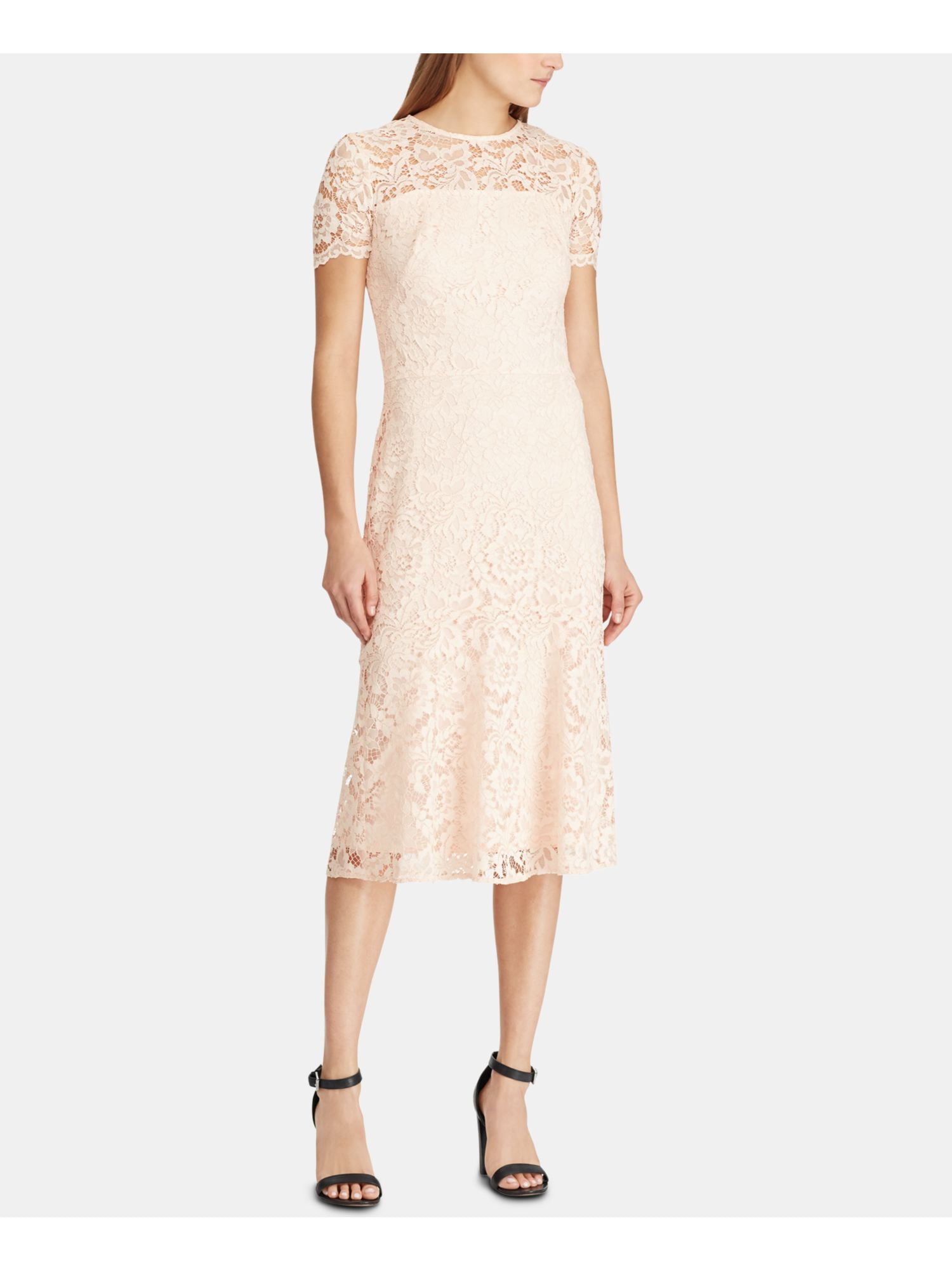 Ralph Lauren Women's Ribbed Long Sleeve Dress Pink Size X-Large