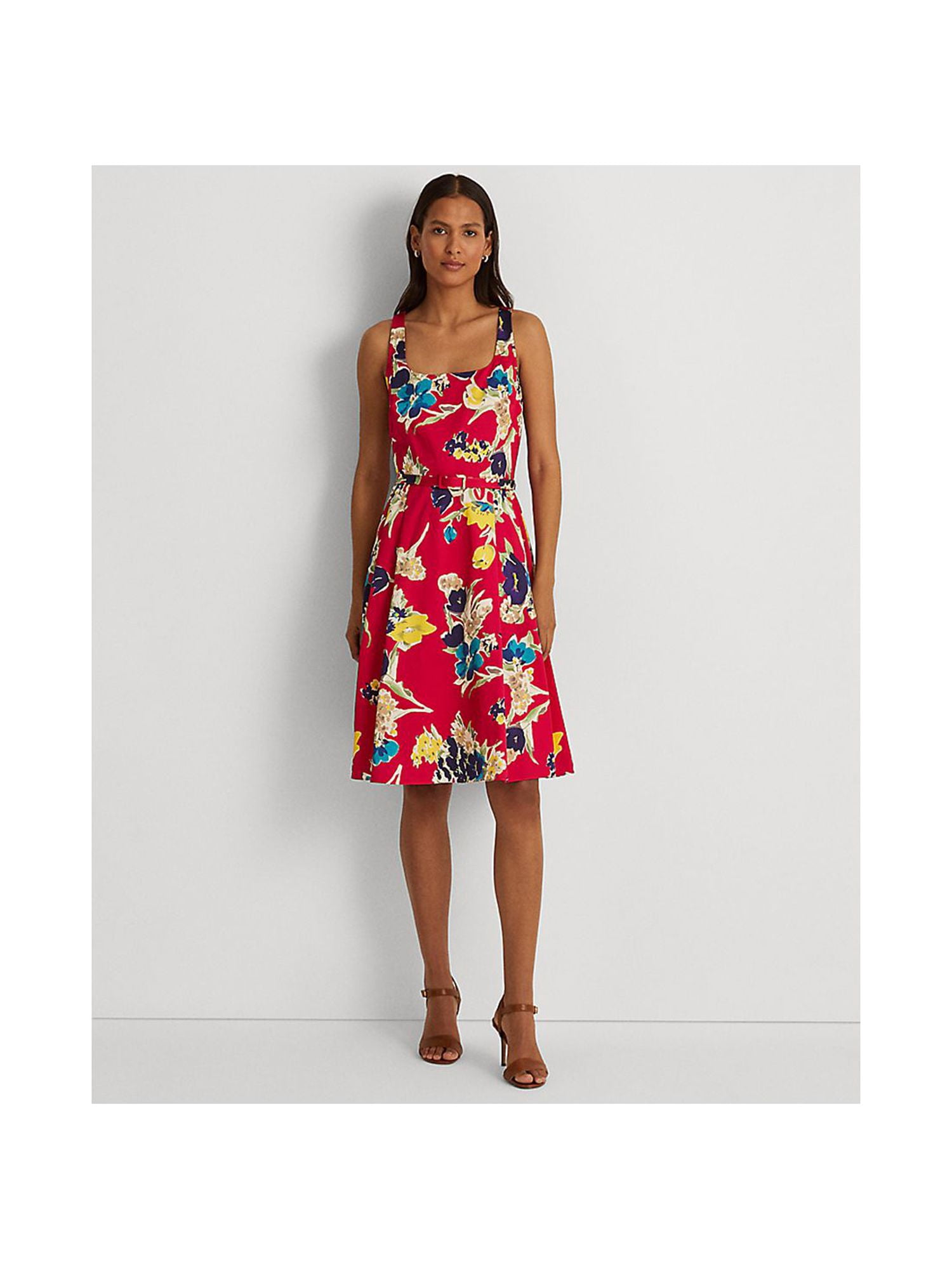 green emerald velvet dress LAUREN Ralph Lauren Plus Size Ruffled Floral Fit & Flare Dress MSRP $185