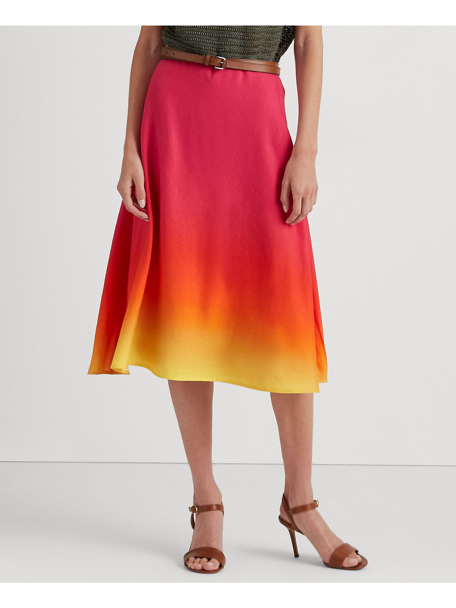 Ralph Lauren Women's Ombre Linen Blend Midi Skirt Assorted Size 10