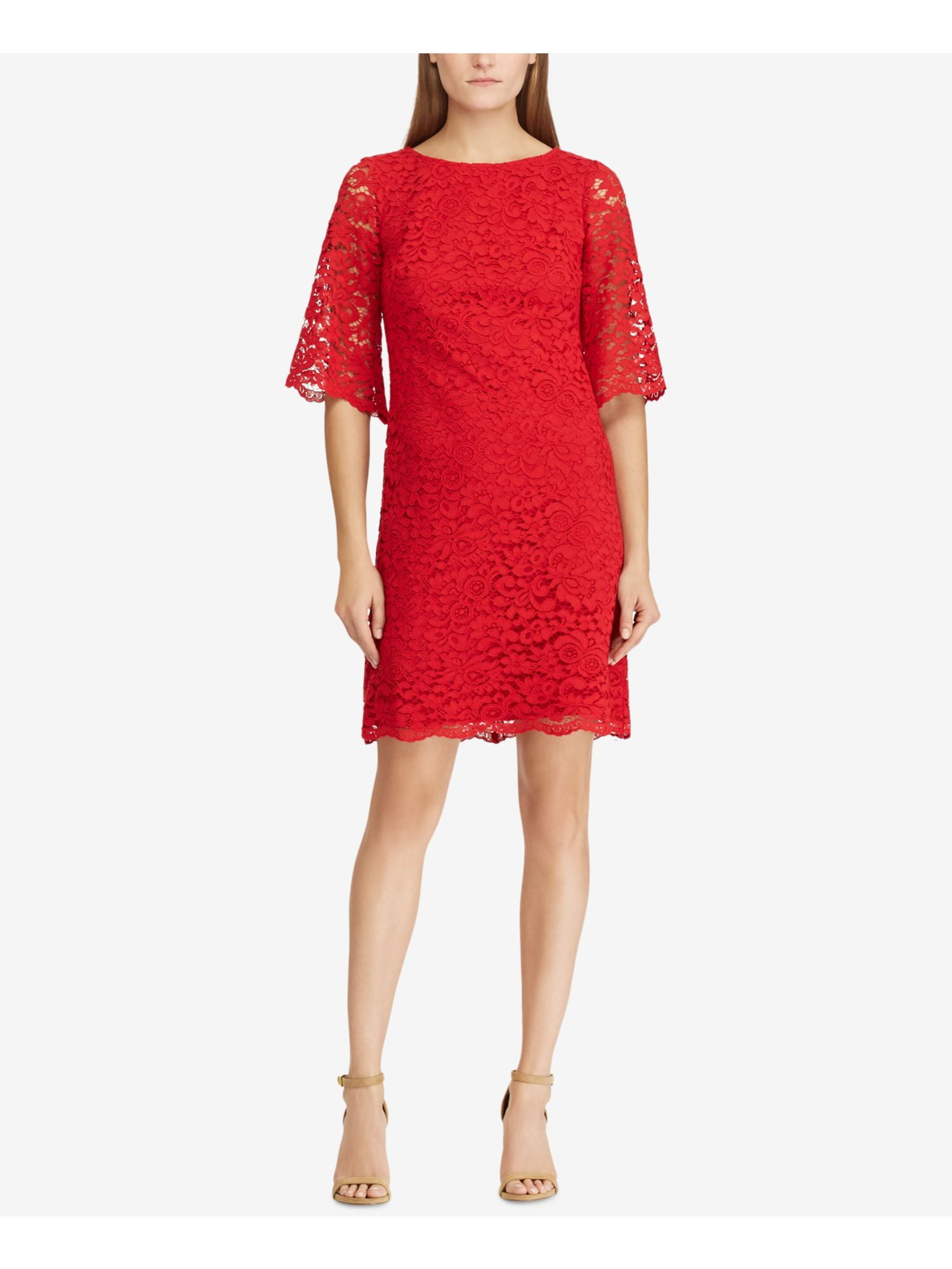 Ralph lauren red 2025 lace dress