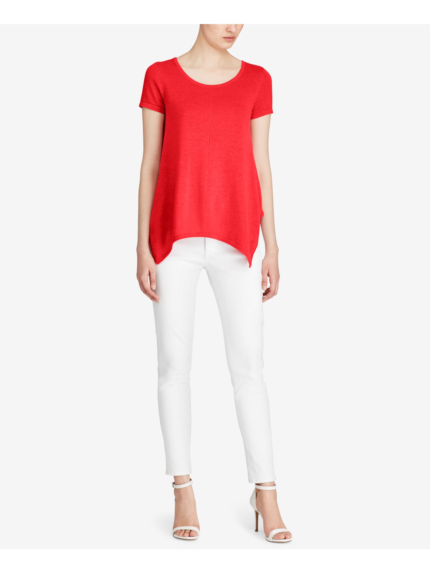RALPH LAUREN Womens Red Short Sleeve Top M