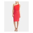 thumbnail image 1 of RALPH LAUREN Womens Red Sleeveless Asymmetrical Neckline Knee Length Cocktail Sheath Dress 14, 1 of 4