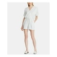 thumbnail image 1 of RALPH LAUREN Womens White Pinstripe Dolman Sleeve V Neck Romper 14, 1 of 4