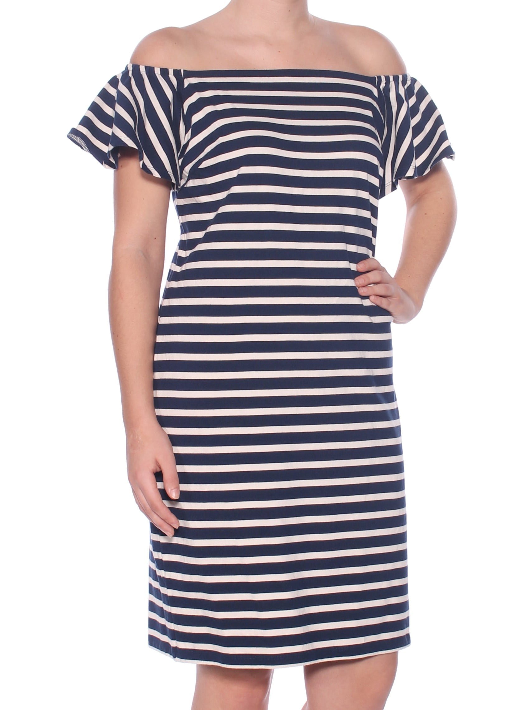 ralph lauren striped off the shoulder dress Ralph Lauren Women's Striped Off-the-Shoulder Midi Dress