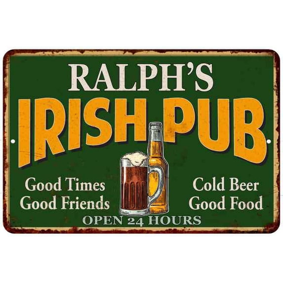 RALPH'S Irish Pub Beer Metal Sign Bar Decor 8x12 108120013065