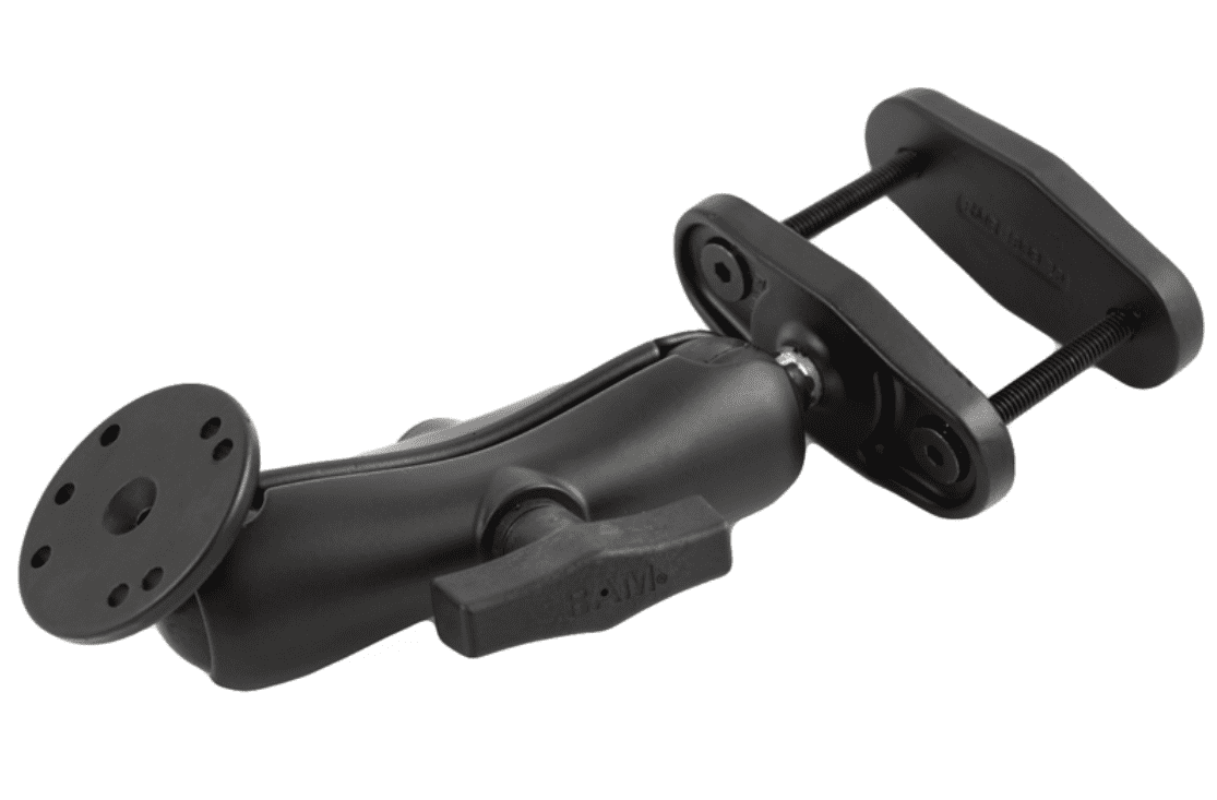 RAM-101U-247-25 RAM Mounts 2.5" Max Width Clamp Mount with C Size 1.5" Ball Double Socket Arm & 2.5" Round Plate AMPs Hole Pattern