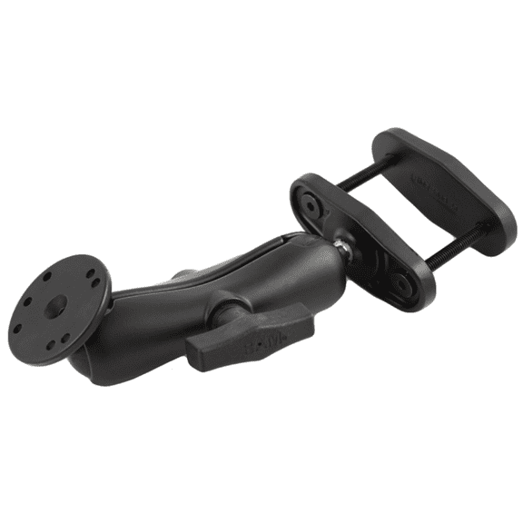 RAM-101U-247-25 RAM Mounts 2.5" Max Width Clamp Mount with C Size 1.5" Ball Double Socket Arm & 2.5" Round Plate AMPs Hole Pattern