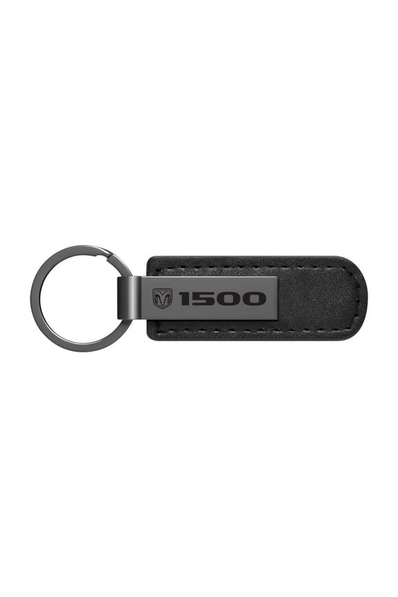 RAM 1500 Logo Black PU Leather Strap Black Metal Bar LED Printed Logo Key Chain