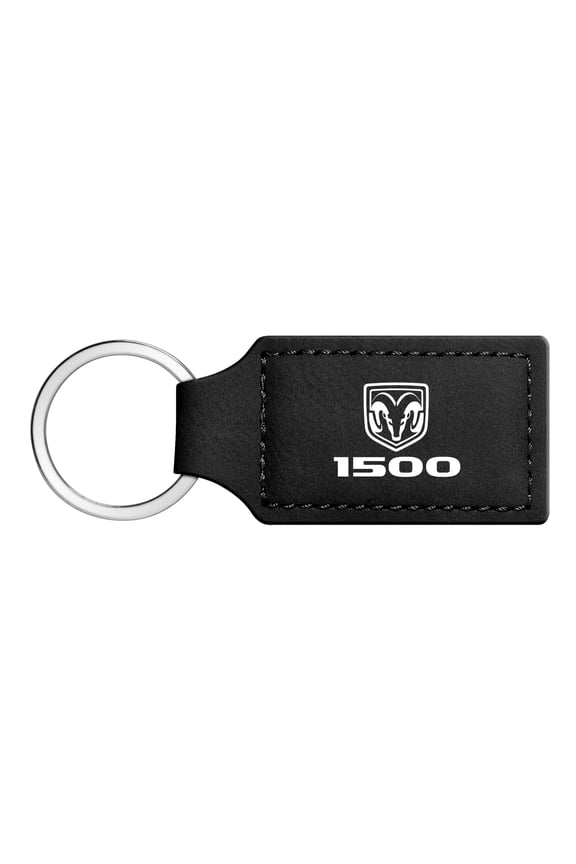 RAM 1500 Logo Rectangular Black Leather Key Chain