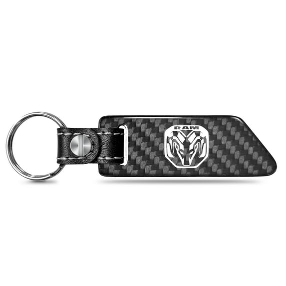 RAM 2019 Real Carbon Fiber Blade Style with Black Leather Strap Key Chain