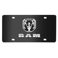 thumbnail image 1 of RAM 2019 up 3D Dual Logo Black Carbon Fiber Patten Stainless Steel License Plate, 1 of 5