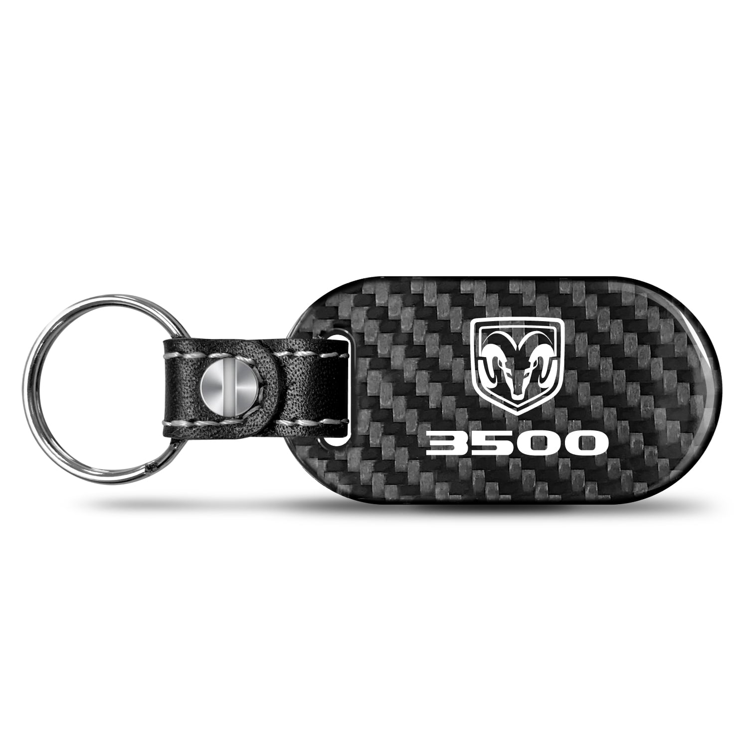 RAM 3500 Logo 100% Real Black Carbon Fiber Tag Style Key Chain
