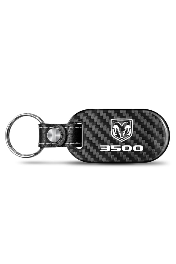 RAM 3500 Logo 100% Real Black Carbon Fiber Tag Style Key Chain