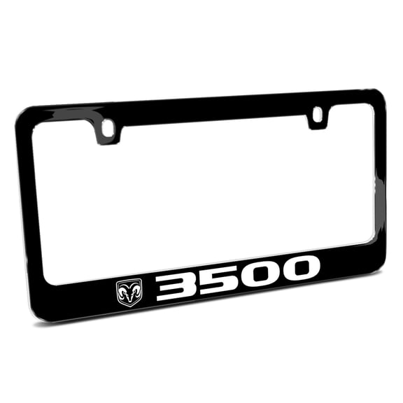 RAM 3500 Logo Black Metal License Plate Frame for Dodge RAM Track