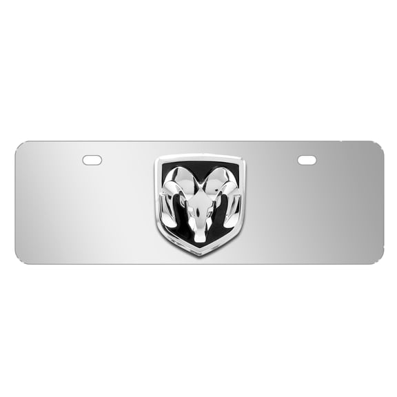 RAM 3D Logo 12" x 4.25" European Look Chrome Half-Size Stainless Steel License Plate