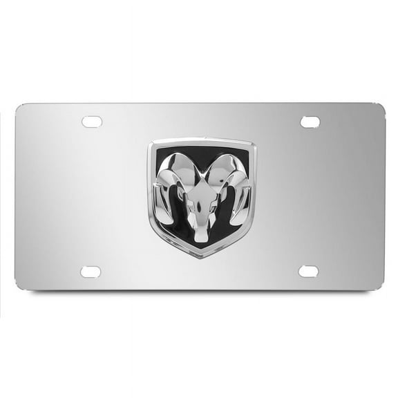 RAM 3D Metal Logo Mirror Chrome Stainless Steel License Plate