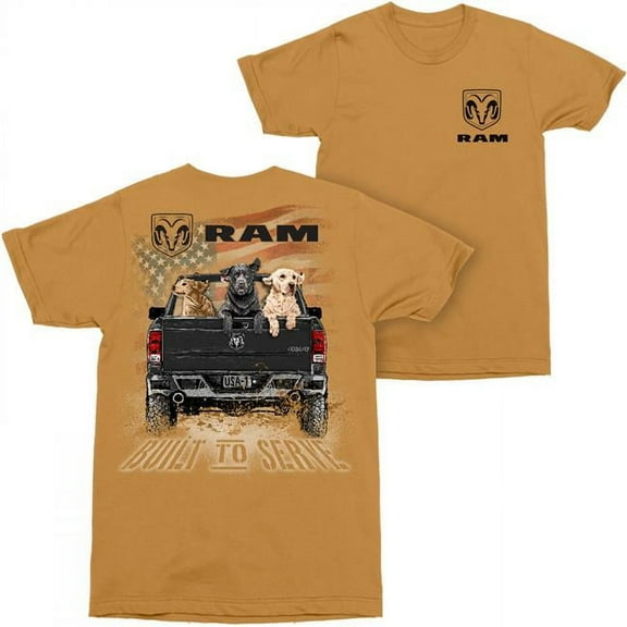 RAM  Dodge Ram Built to Serve Front & Back Print T-Shirt, Brown - 2XL