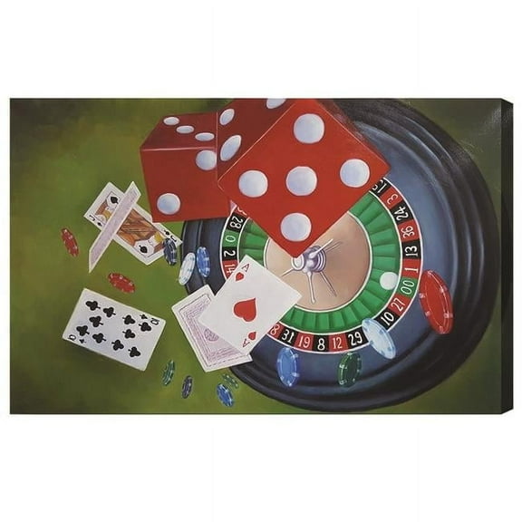 RAM Game Room  36 x 24 in. Roulette & Dice Oil Painting on Canvas
