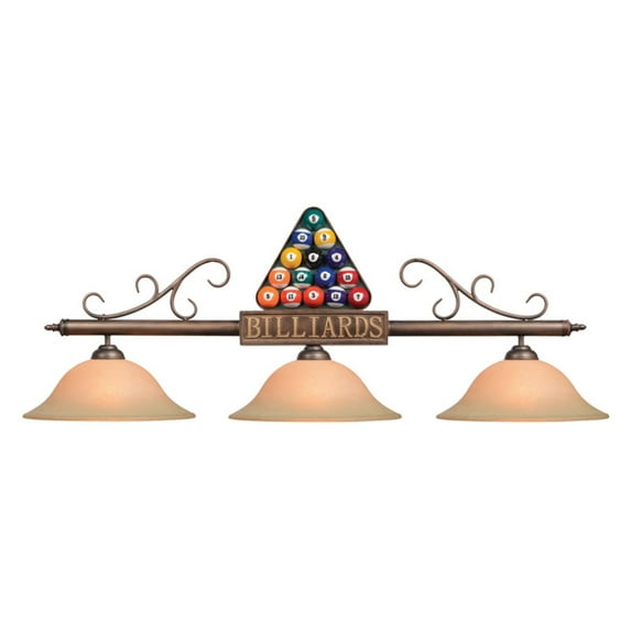 Traditional Style 56" Racked 3-Light Billiard Pendant Fixture with Glass Shades
