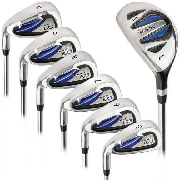 RAM Golf Club EZ3 Men's Left Hand Iron Set 5-6-7-8-9-PW, Free Hybrid Included
