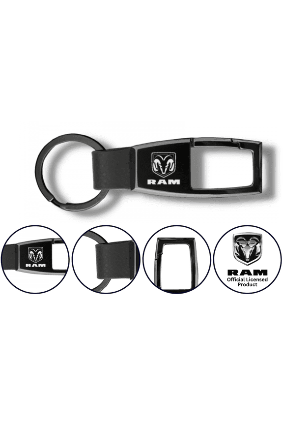 RAM Logo Premier Carabiner Black Pearl Key Chain Ring Fob Official Licensed