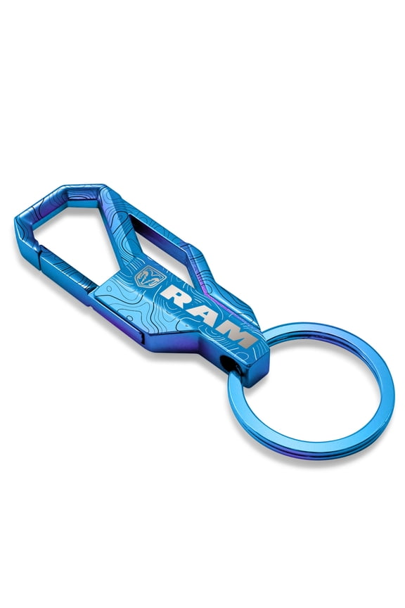 RAM Logo Topographic Blue Carabiner Style Snap Hook Metal Key Chain