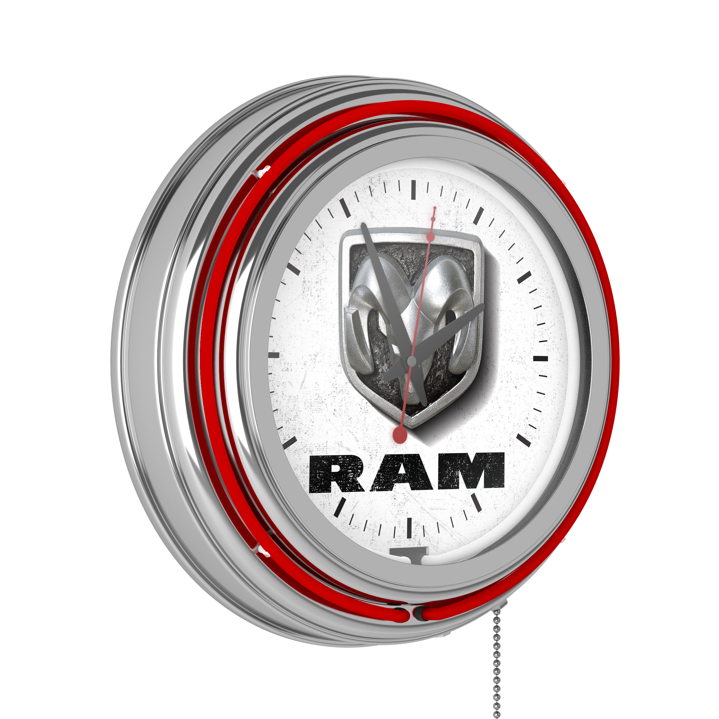 RAM Logo White Retro Neon Analog Wall Clock with Pull Chain - Walmart.com