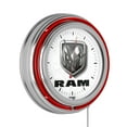 thumbnail image 1 of RAM Logo White Retro Neon Analog Wall Clock with Pull Chain, 1 of 5