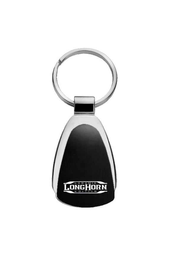 RAM Longhorn Laramie Black Teardrop Logo Key Chain Officially Licensed