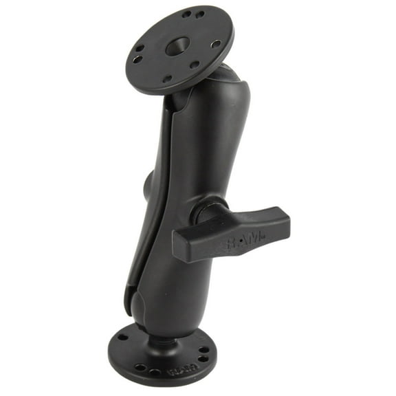 RAM MOUNT DOUBLE SOCKET ARM W/ 2/2.5" ROUND BASES 1.5" BALL