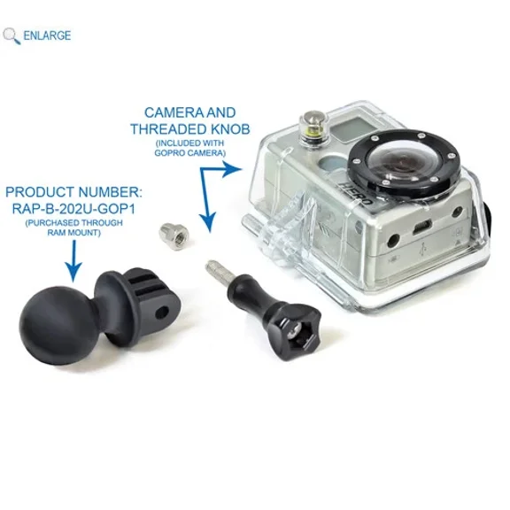 RAM Mount 1 Diameter Ball with Universal Action Cam Adapter - Fits GoPro Hero