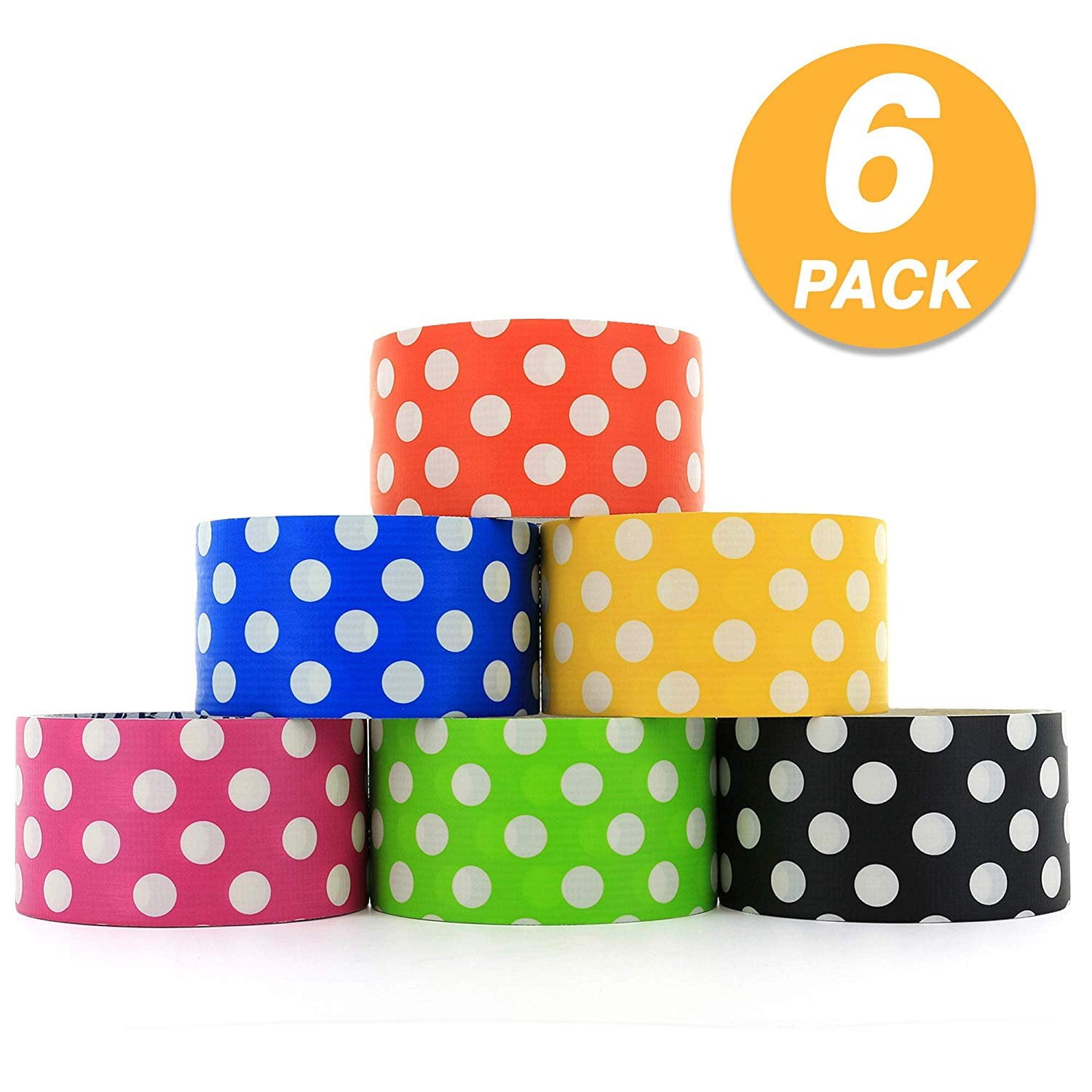 6 rolls 2 Inch 80yds 6 Colored Packing Tape  (White,Orange,Yellow,Green,Red,Blue) - Helia Beer Co