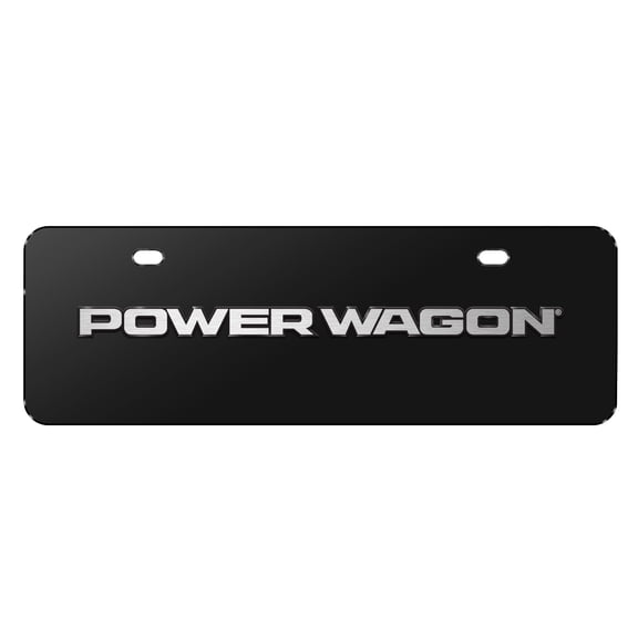 RAM Power Wag3D Logo 12" x 4.25" European Look Black Half-Size Stainless Steel License Plate