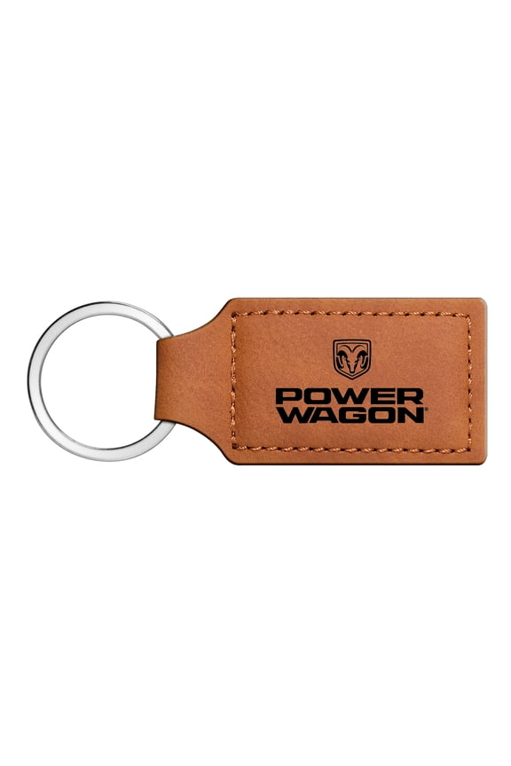 RAM Power Wagon Rectangular Brown Leather Key Chain