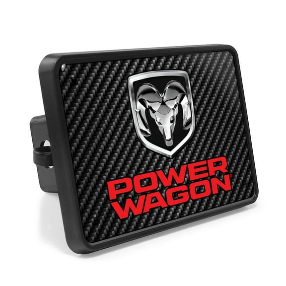 RAM Power Wagon UV Graphic Carbon Fiber Look Metal Face-Plate on ABS Plastic 2 Tow Hitch Cover