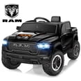 thumbnail image 1 of RAM 1500 Ride on Car Toy for Kids, 12V Powered Ride on Truck Toy with Remote Control, 4 Wheel Suspension, Safety Belt, Music, Bluetooth, LED Lights, Electric Cars for 3-5 Yrs Boy Girl, Black, 1 of 12