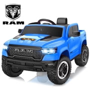 RAM 1500 Ride on Car Toy for Kids, 12V Powered Ride on Truck Toy with Remote Control, 4 Wheel Suspension, Safety Belt, Music, Bluetooth, LED Lights, Electric Cars for 3-5 Yrs Boy Girl