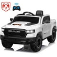 thumbnail image 1 of RAM 1500 Ride on Car Toy for Kids, 12V Powered Ride on Truck Toy with Remote Control, 4 Wheel Suspension, Safety Belt, Music, Bluetooth, LED Lights, Electric Cars for 3-5 Yrs Boy Girl, White, 1 of 12