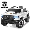 thumbnail image 1 of RAM 1500 Ride on Car Toy for Kids, 12V Powered Ride on Truck Toy with Remote Control, 4 Wheel Suspension, Safety Belt, Music, Bluetooth, LED Lights, Electric Cars for 3-5 Yrs Boy Girl, White, 1 of 12