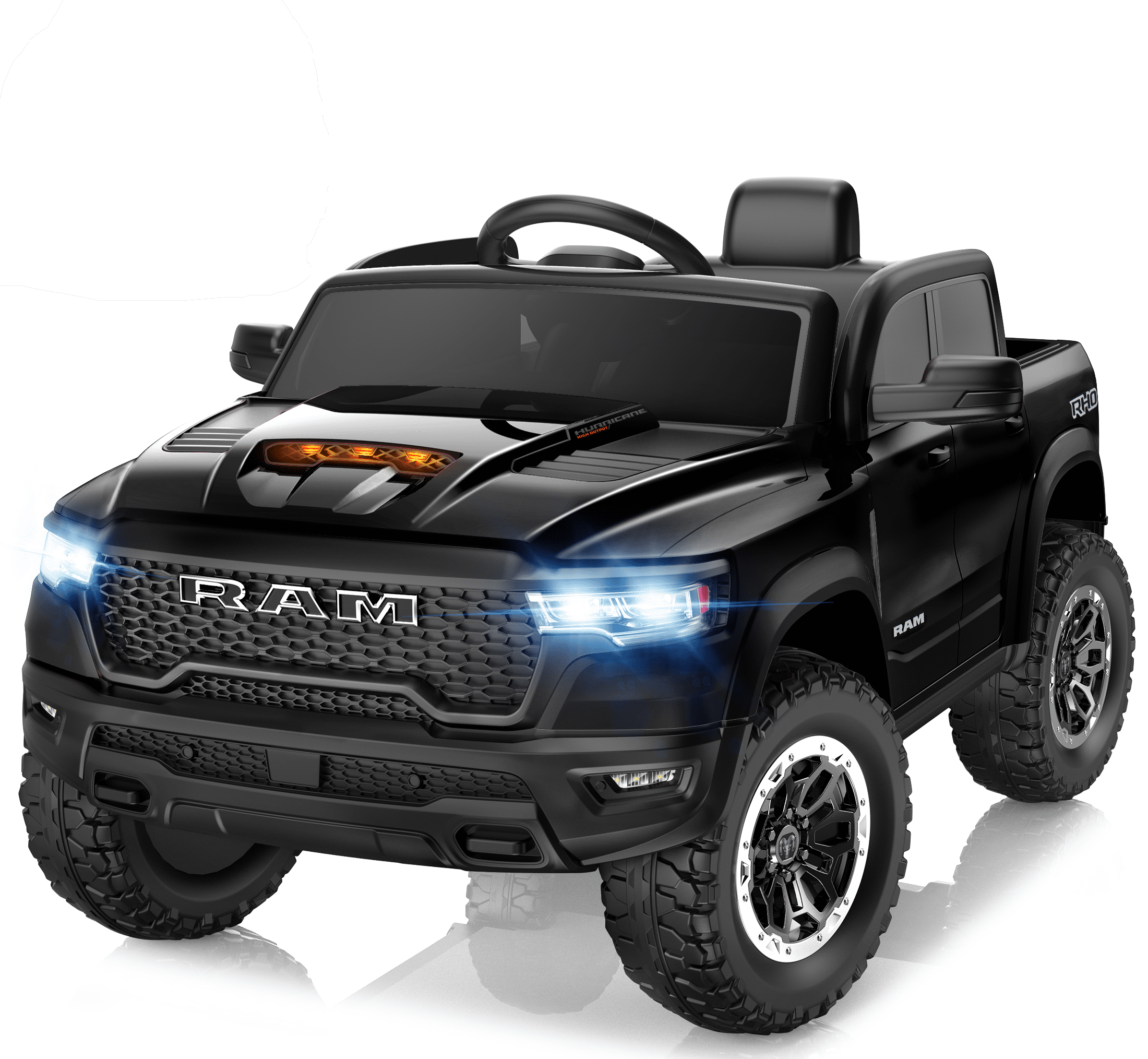RAM 1500 Ride On Car for Kids, 12V Powered Ride On Truck w/ Remote Control, 4 Wheel Suspension, Bluetooth, Lights, Electric Cars for 3-6 Yrs