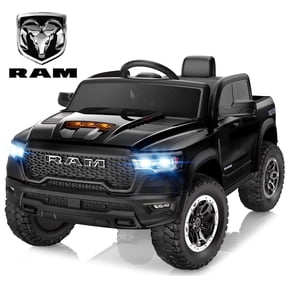 RAM 1500 Ride on Car Toy for Kids, 12V Powered Ride on Truck Toy with Remote Control, 4 Wheel Suspension, Safety Belt, Music, Bluetooth, LED Lights, Electric Cars for 3-5 Yrs Boy Girl