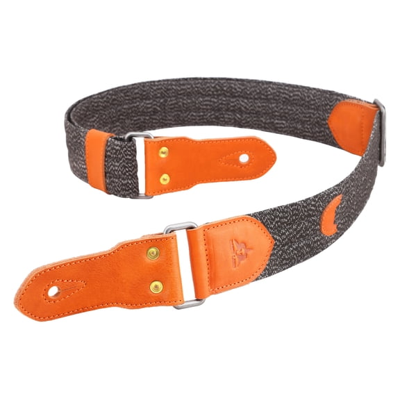 RAM'S LAND Stripe Cotton Guitar Strap for Electric Guitars Bass-Cowhide Leather Strap