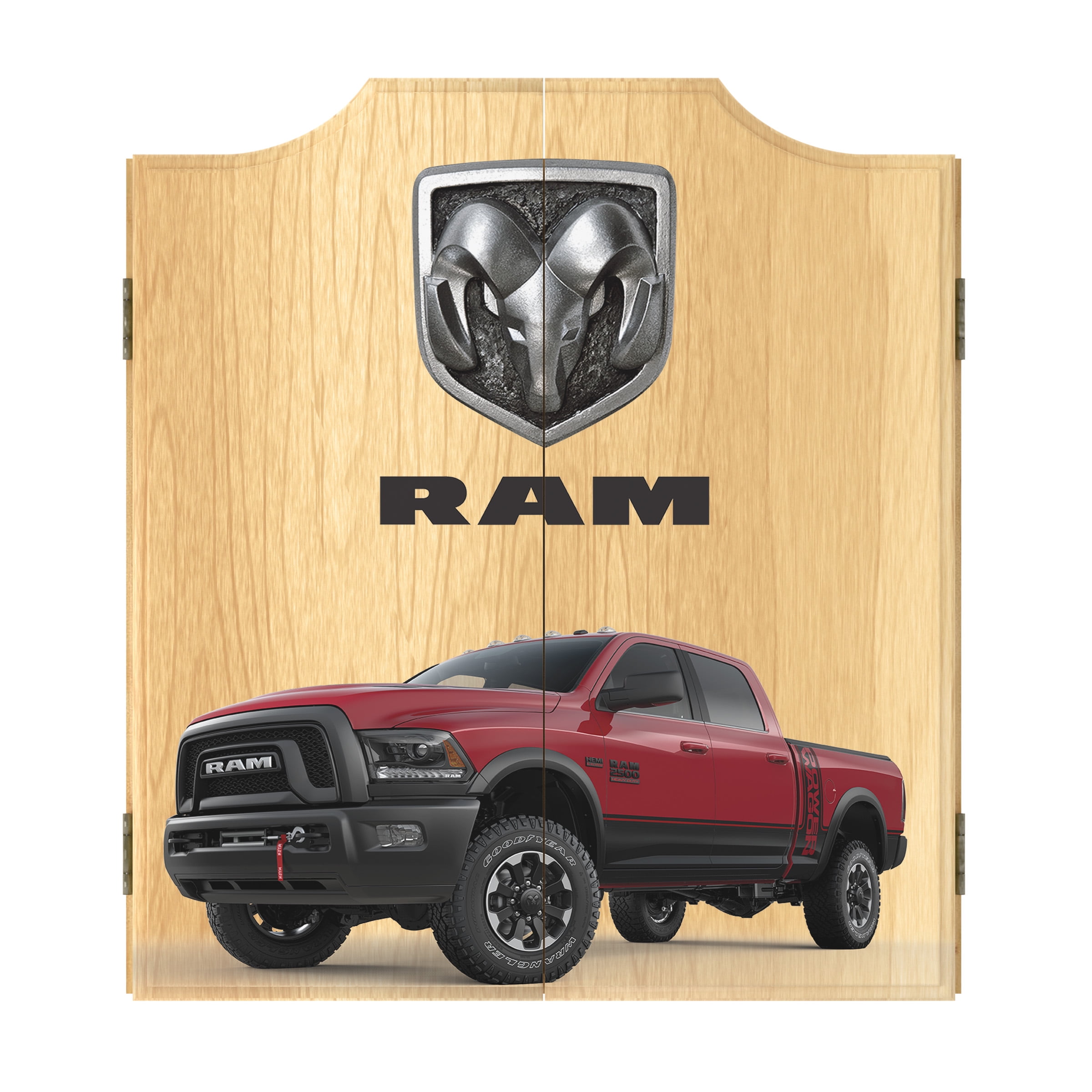 RAM Red and Black Wood Dartboard Cabinet Set with Darts
