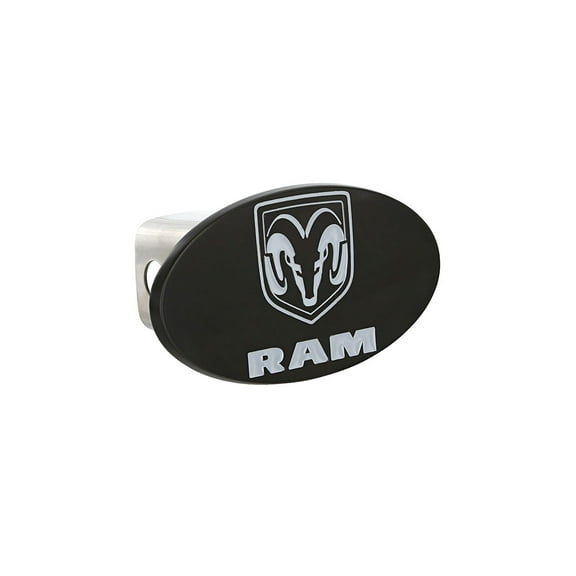 RAM Wordmark with Logo Black Metal Trailer Hitch Cover Plug 2 inch Post