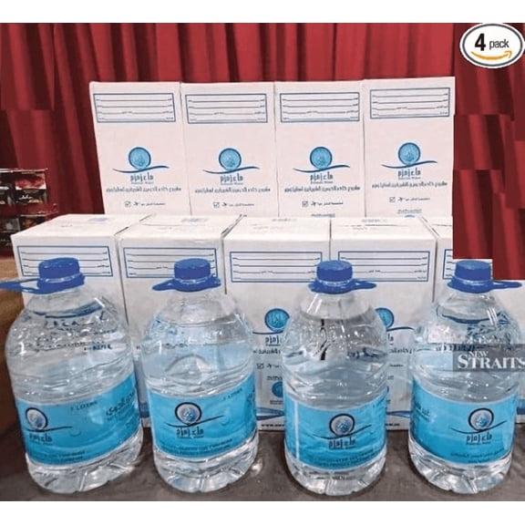 RAMADAN SPECIAL - SAVE BIG - Lot of 4 ZAMZAM 100% Authentic Water (5L) each TOTAL 2o LITERS - 4 Count ZamZam Water, 1.32 Gallons, From Mecca Saudi Arabia