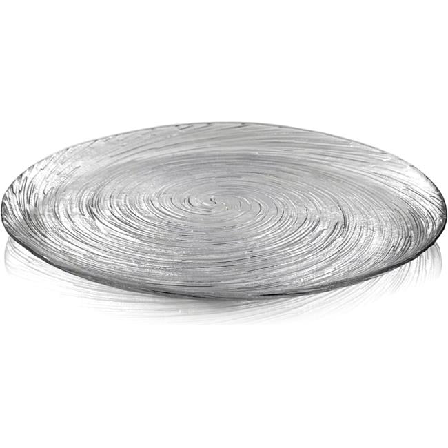 Handcrafted Clear Glass Vortex Design Dinner Plate Set