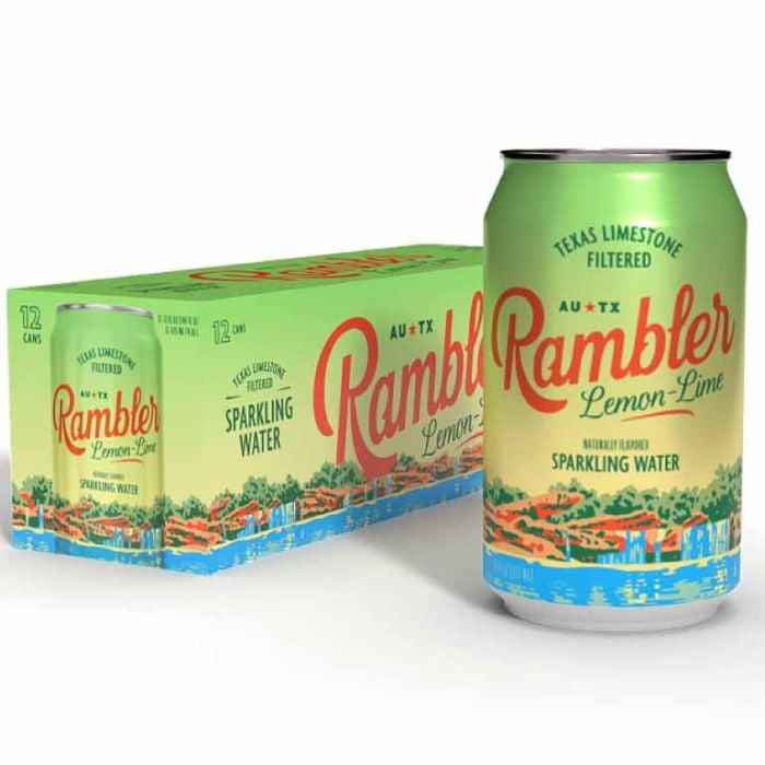RAMBLER Sparkling Water, Texas Limestone Filtered, LemonLime, 12Ounce
