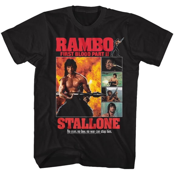 Rambo Part Ii Collage Black Adult T-Shirt 3Xlt